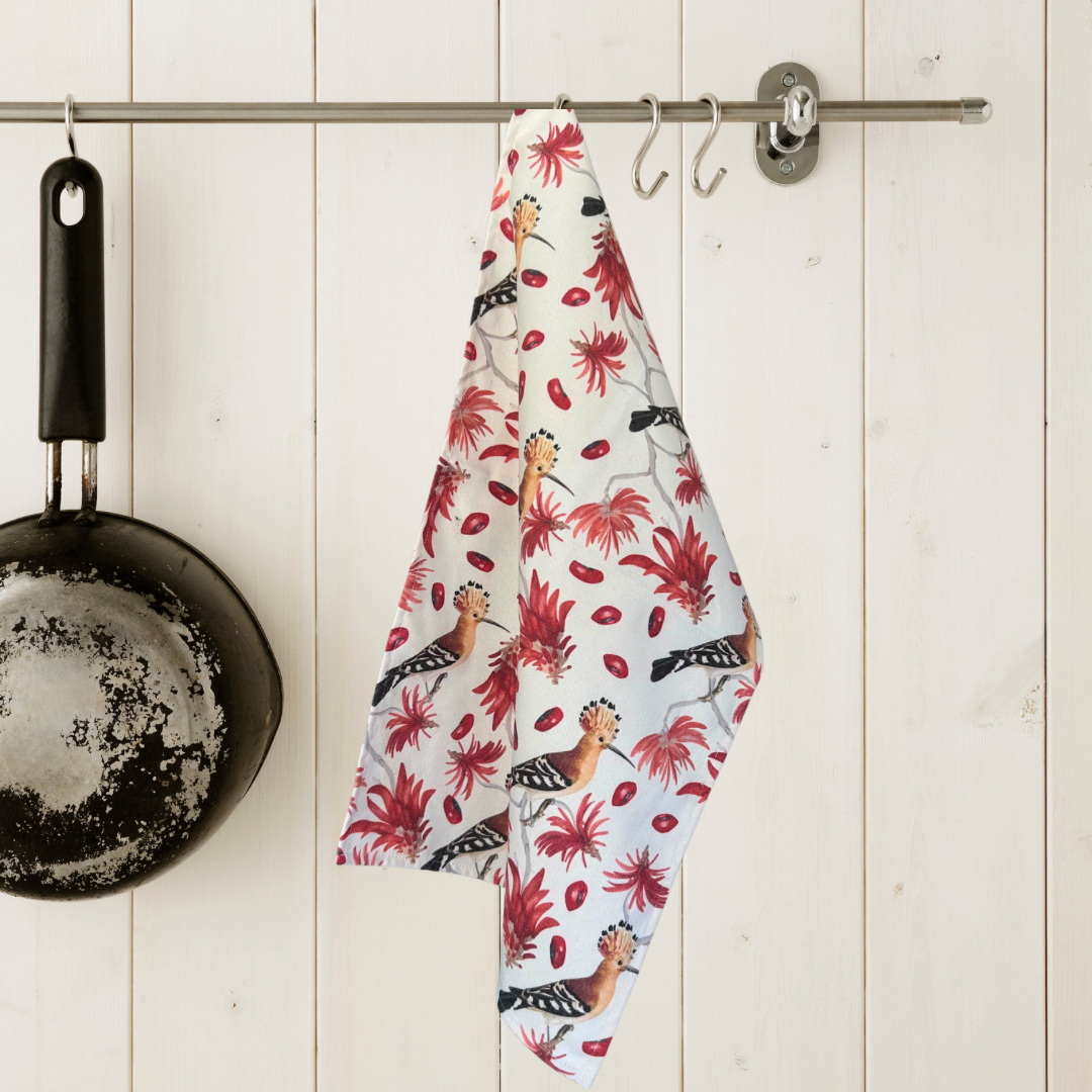 Origins Collection Hoopoe & Lucky Bean Tea Towel