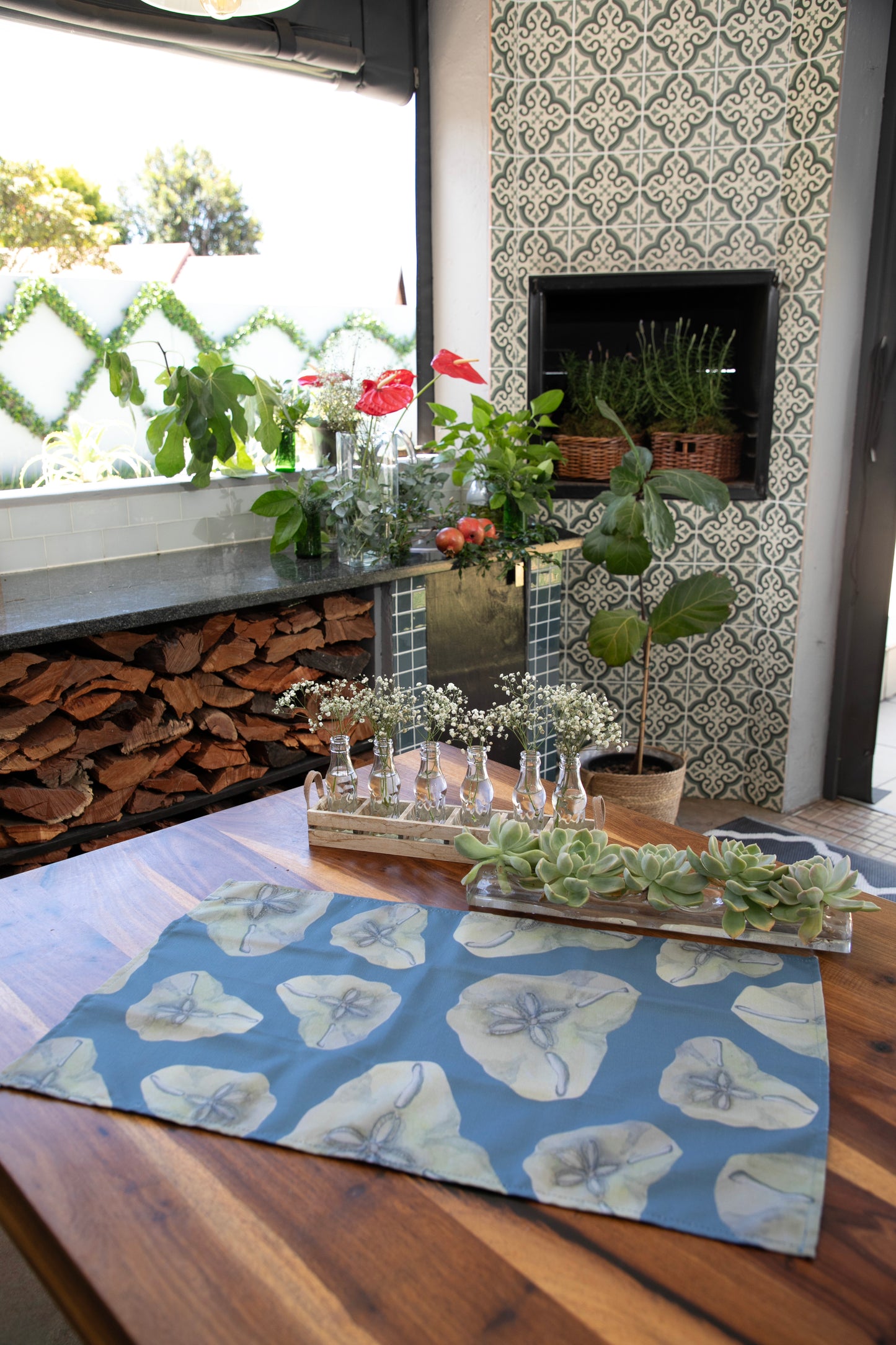 Beach House Collection Pansy Shell Tea Towel