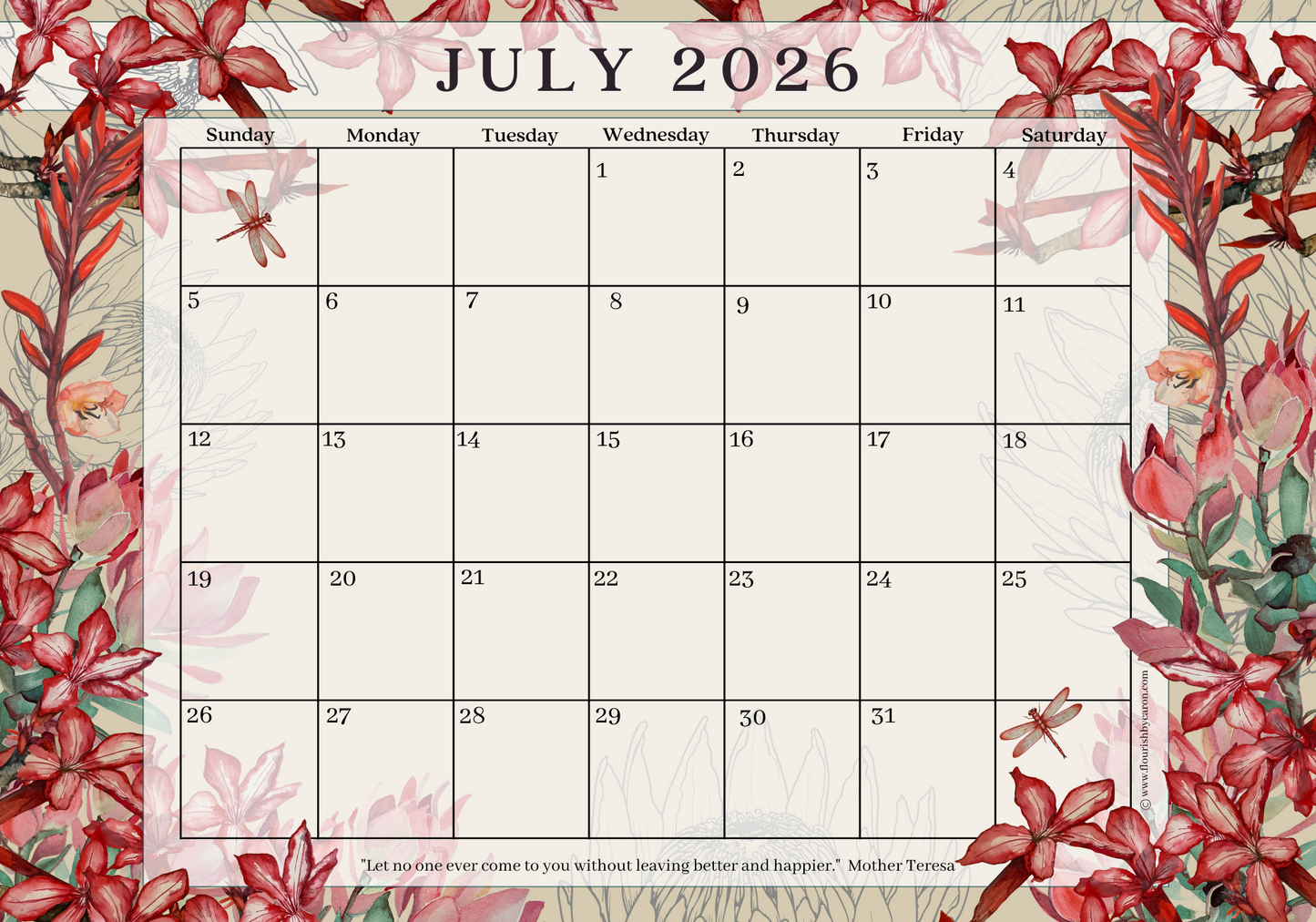 2026 Desk Calendar