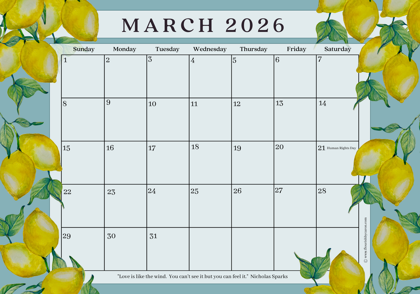 2026 Desk Calendar