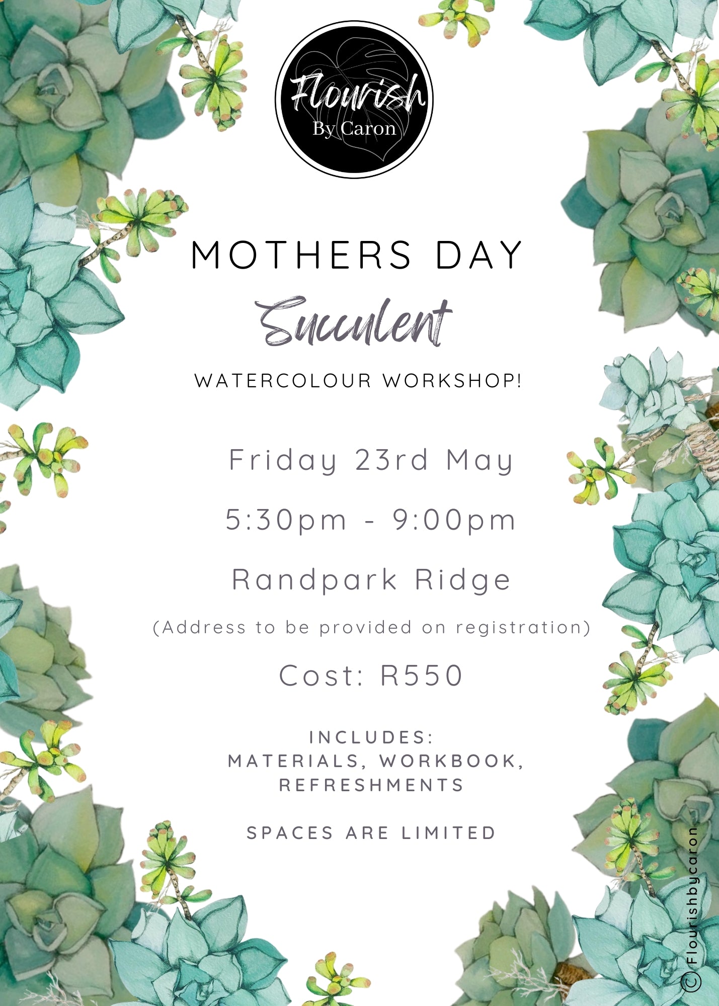 Mothers Day Succulent Watercolour Course - 23rd May 2025